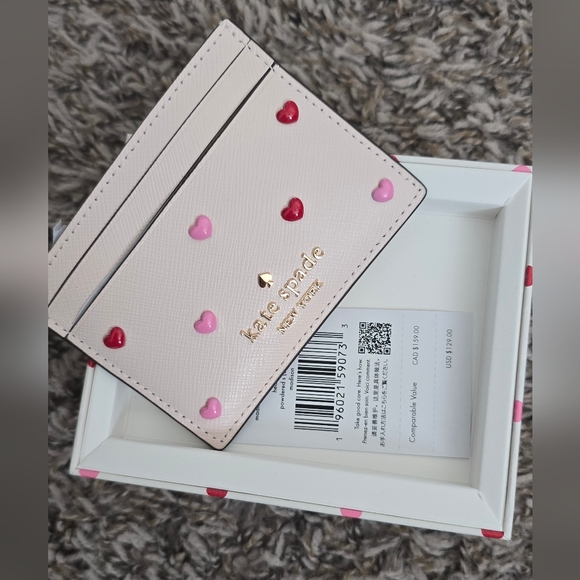kate spade Handbags - Kate Spade Heart Studs Slim Card Holder Limited Edition Sold Out NIB